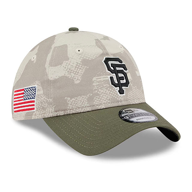 ニューエラ キャップ 9TWENTY サンフランシスコ ジャイアンツ 2025 MLB ARMED FORCES STARS N STRIPES ADJUSTABLE CAP LT BEIGE