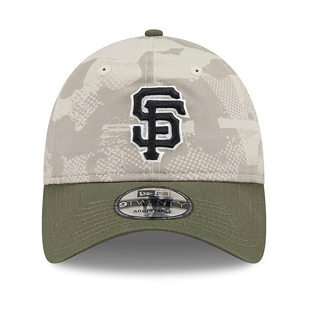 ニューエラ キャップ 9TWENTY サンフランシスコ ジャイアンツ 2025 MLB ARMED FORCES STARS N STRIPES ADJUSTABLE CAP LT BEIGE