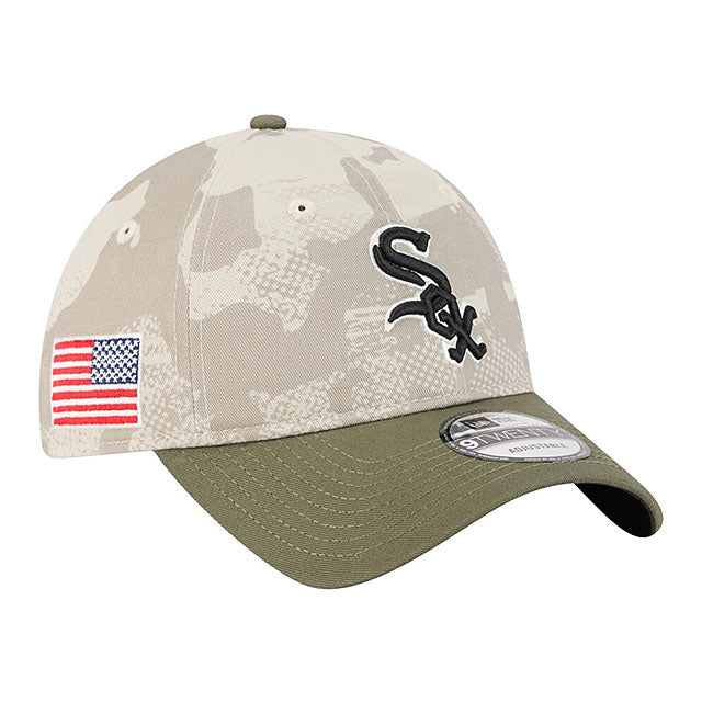 ニューエラ キャップ 9TWENTY シカゴ ホワイトソックス 2025 MLB ARMED FORCES STARS N STRIPES ADJUSTABLE CAP LT BEIGE