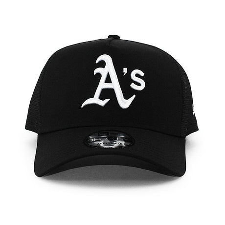 ニューエラ メッシュキャップ 9FORTY オークランド アスレチックス MLB A-FRAME TRUCKER MESH CAP BLACK
