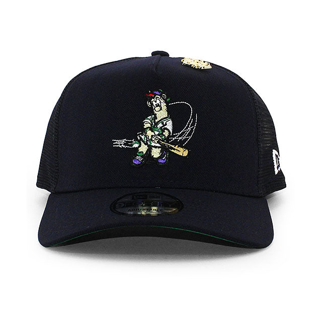 BIG LEAGUE CHEWモデル ニューエラ メッシュキャップ 9FORTY アトランタ ブレーブス MLB A-FRAME TRUCKER MESH CAP NAVY