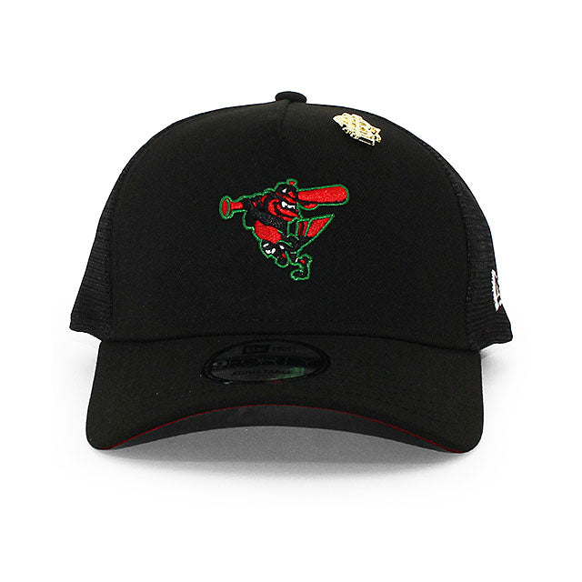 BIG LEAGUE CHEWモデル ニューエラ メッシュキャップ 9FORTY ボルチモア オリオールズ MLB A-FRAME TRUCKER MESH CAP BLACK