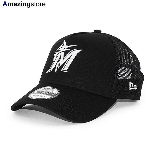 ニューエラ メッシュキャップ 9FORTY マイアミ マーリンズ MLB A-FRAME TRUCKER MESH CAP BLACK