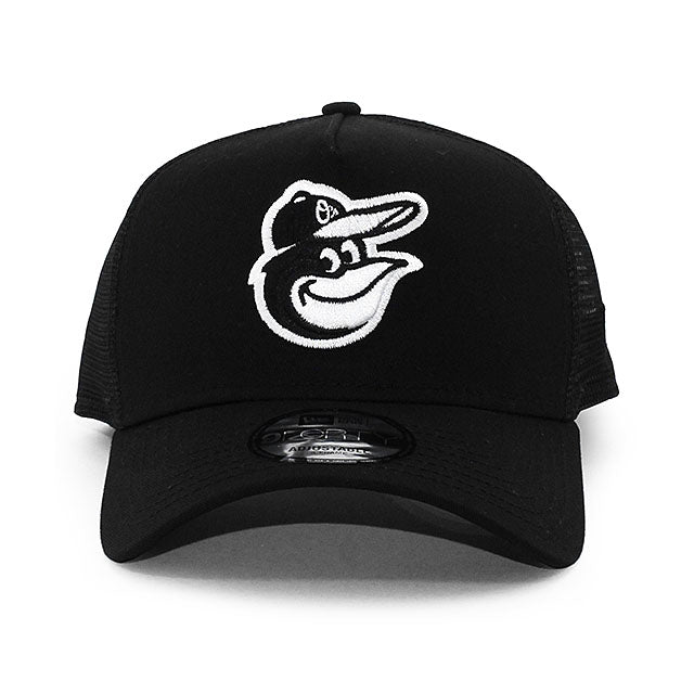 ニューエラ メッシュキャップ 9FORTY ボルチモア オリオールズ MLB A-FRAME TRUCKER MESH CAP BLACK