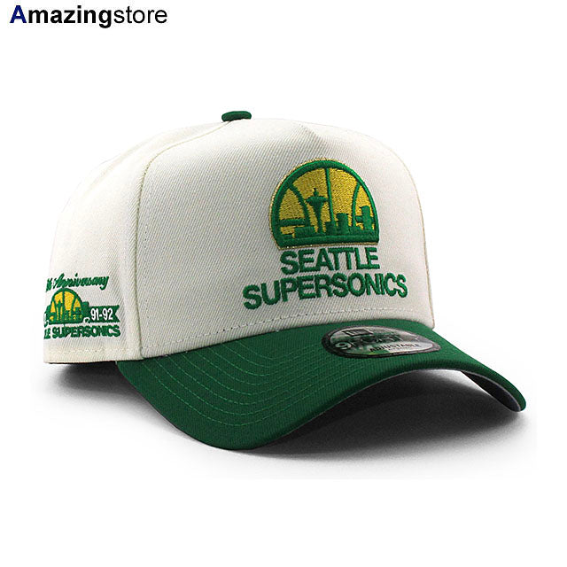 ニューエラ キャップ 9FORTY シアトル スーパーソニックス NBA 25TH GREY BOTTOM A-FRAME SNAPBACK CAP CREAM