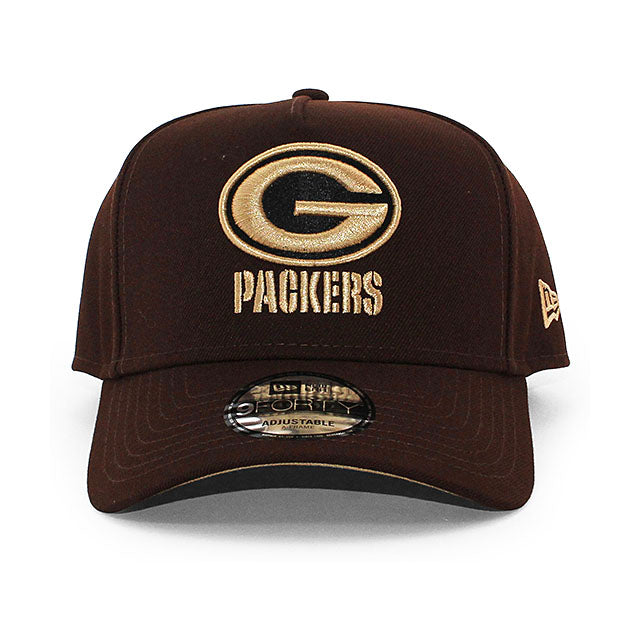 ニューエラ キャップ 9FORTY グリーンベイ パッカーズ NFL BURNT WOOD A-FRAME SNAPBACK CAP BROWN