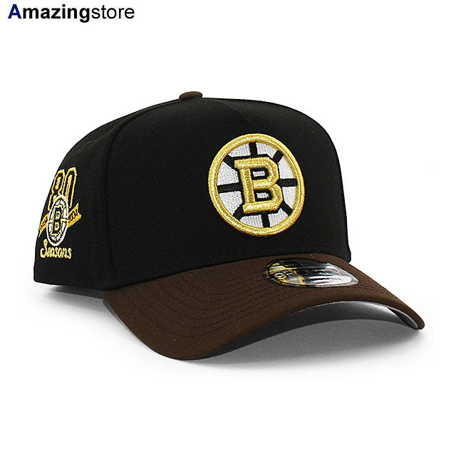 ニューエラ キャップ 9FORTY ボストン ブルーインズ NHL 80TH GREY BOTTOM A-FRAME SNAPBACK CAP BLACK