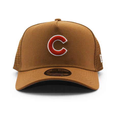 ニューエラ メッシュキャップ 9FORTY シカゴ カブス MLB A-FRAME TRUCKER MESH CAP TAN