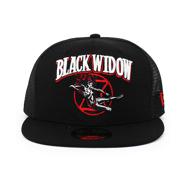 ニューエラ メッシュキャップ 9FIFTY マーベルコミックス ブラック ウィドウ TRUKER MESH SNAPBACK CAP BLACK