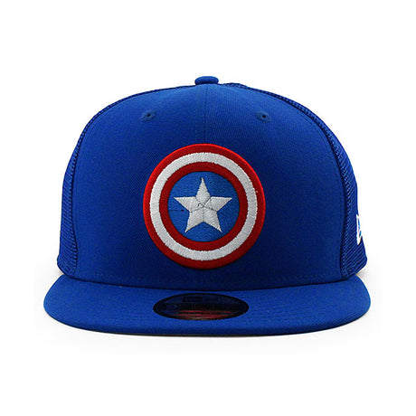 ニューエラ メッシュキャップ 9FIFTY マーベルコミックス キャプテン アメリカ TRUKER MESH SNAPBACK CAP BLUE