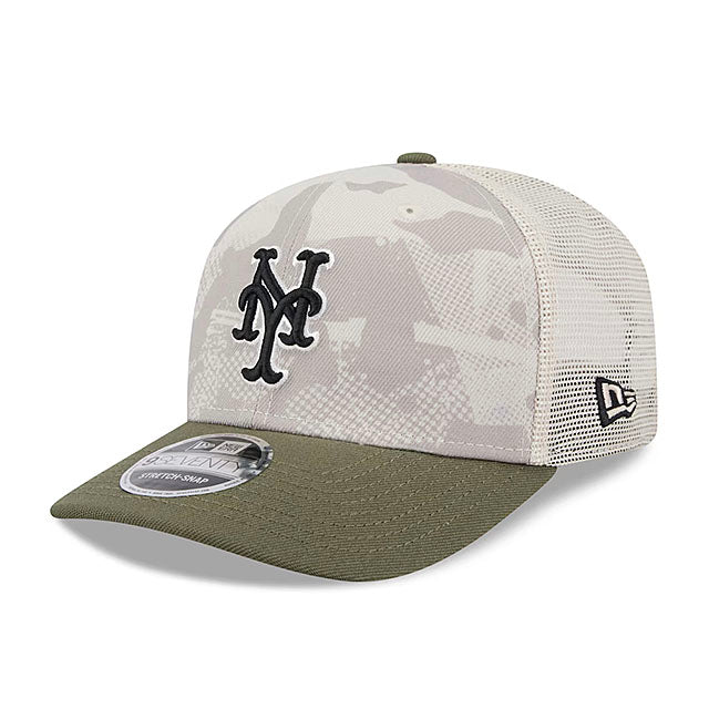 ニューエラ キャップ 9SEVENTY ニューヨーク メッツ 2025 MLB ARMED FORCES STRETCH MESH SNAPBACK CAP LT BEIGE