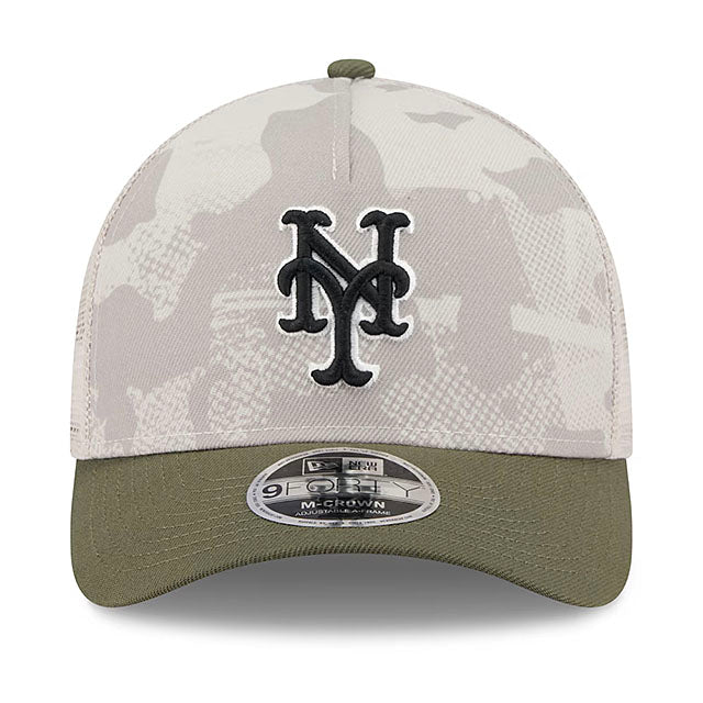 ニューエラ キャップ 9FORTY M-CROWN ニューヨーク メッツ 2025 MLB ARMED FORCES MESH SNAPBACK CAP LT BEIGE
