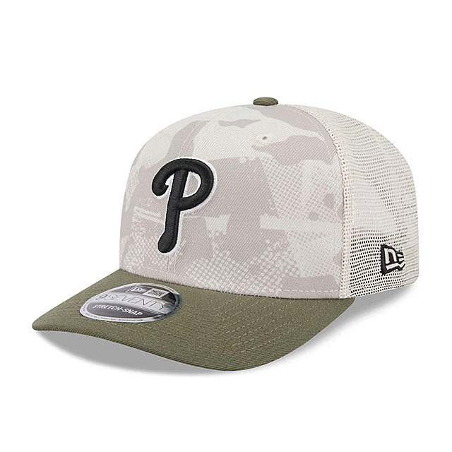 ニューエラ キャップ 9SEVENTY フィラデルフィア フィリーズ 2025 MLB ARMED FORCES MESH SNAPBACK CAP LT BEIGE