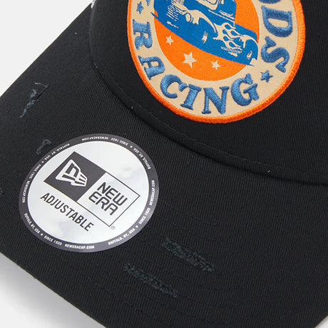 ニューエラ メッシュキャップ 9FORTY HOT HOODS RACING A-FRAME TRUCKER MESH CAP BLACK WHITE