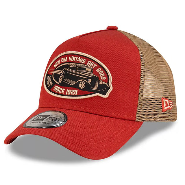 ニューエラ メッシュキャップ 9FORTY VINTAGE HOT RODS A-FRAME TRUCKER MESH CAP RED