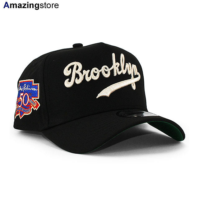 ニューエラ キャップ 9FORTY ブルックリン ドジャース MLB JACKIE ROBINSON 50 ANNIVERSARY KELLY GREEN BOTTOM A-FRAME SNAPBACK CAP BLACK