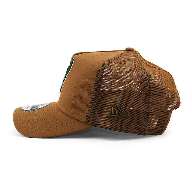 ニューエラ メッシュキャップ 9FORTY ミルウォーキー バックス NBA A-FRAME TRUCKER MESH CAP TAN