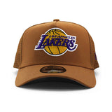 ニューエラ メッシュキャップ 9FORTY ロサンゼルス レイカーズ NBA A-FRAME TRUCKER MESH CAP TAN