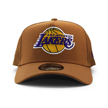 ニューエラ メッシュキャップ 9FORTY ロサンゼルス レイカーズ NBA A-FRAME TRUCKER MESH CAP TAN