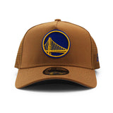 ニューエラ メッシュキャップ 9FORTY ゴールデンステイト ウォリアーズ NBA A-FRAME TRUCKER MESH CAP TAN