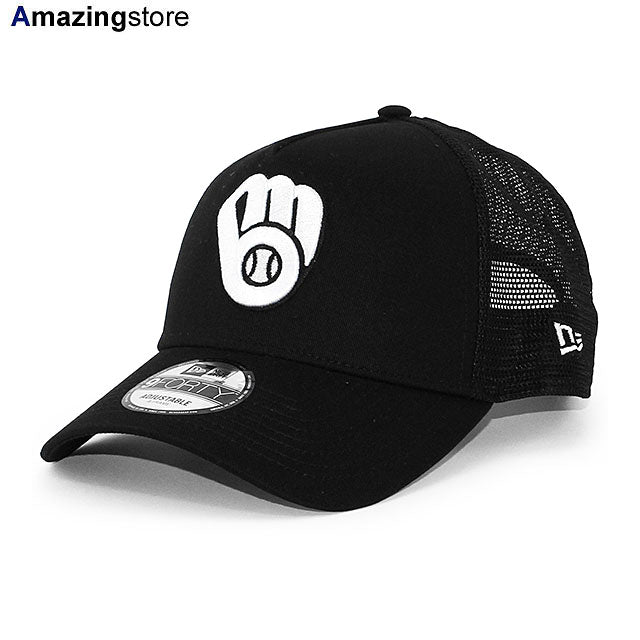 ニューエラ メッシュキャップ 9FORTY ミルウォーキー ブルワーズ MLB A-FRAME TRUCKER MESH CAP BLACK