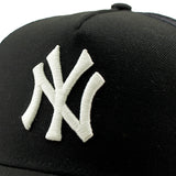 ニューエラ メッシュキャップ 9FORTY ニューヨーク ヤンキース MLB A-FRAME TRUCKER MESH CAP BLACK CHROME WHITE
