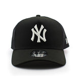 ニューエラ メッシュキャップ 9FORTY ニューヨーク ヤンキース MLB A-FRAME TRUCKER MESH CAP BLACK CHROME WHITE