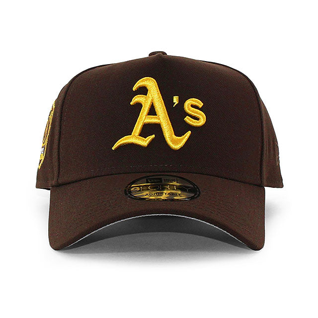 ニューエラ キャップ 9FORTY オークランド アスレチックス MLB 50TH ANNIVERSARY GREY BOTTOM A-FRAME SNAPBACK CAP BROWN