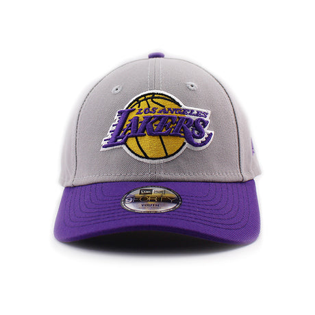 子供用 ニューエラ キャップ 9FORTY ロサンゼルス レイカーズ YOUTH MLB THE LEAGUE ADJUSTABLE CAP GREY PURPLE