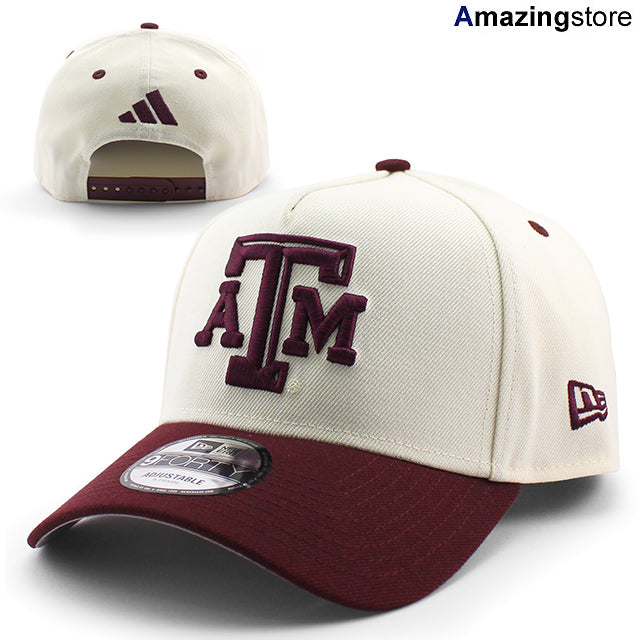 アディダスコラボ ニューエラ キャップ 9FORTY テキサス A&M アギーズ NCAA ATM LOGO A-FRAME SNAPBACK CAP CHROME WHITE MAROON