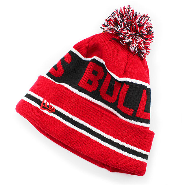 ニューエラ ニットキャップ ビーニー シカゴ ブルズ NBA THE-COACH POM KNIT BEANIE CAP RED-BLACK