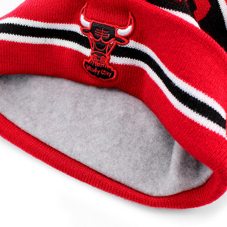 ニューエラ ニットキャップ ビーニー シカゴ ブルズ NBA THE-COACH POM KNIT BEANIE CAP RED-BLACK