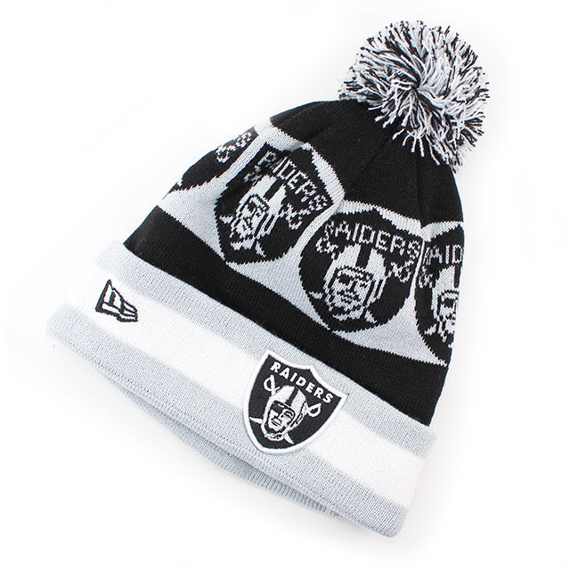 ニューエラ ニット ビーニー オークランド レイダース NFL REPEATER SCRIPT KNIT BEANIE BLACK