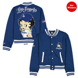 海外取寄 女性用 ニューエラ フリースジャケット ロサンゼルス ドジャース ベラ ドーニャ WOMEN'S BETTY BOOP FULL-SNAP FLEECE JACKET ROYAL BLUE