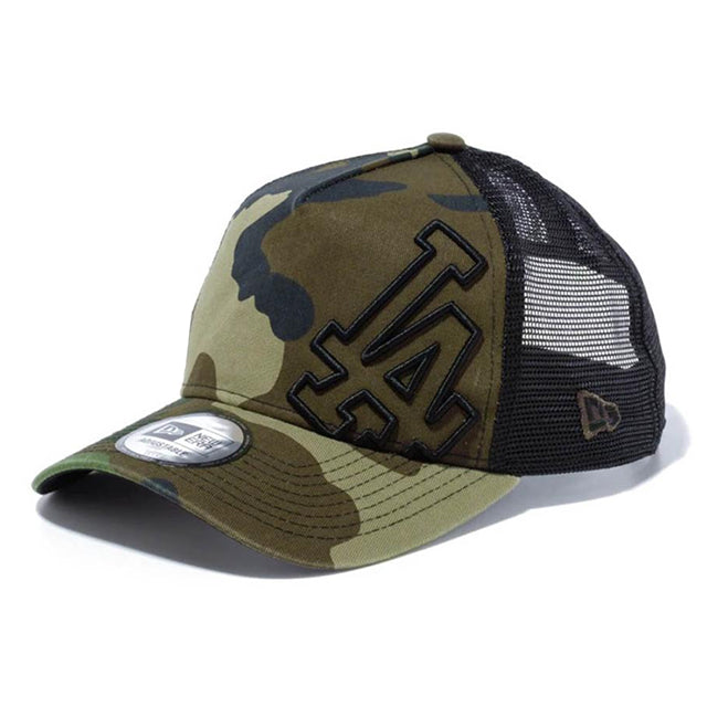 ニューエラ キャップ 9FORTY メッシュキャップ ロサンゼルス ドジャース A-FRAME TRUCKER MESH CAP BATTALION WOODLAND CAMO