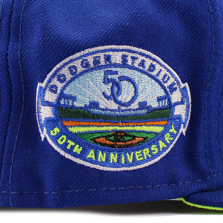ニューエラ 59FIFTY ロサンゼルス ドジャース MLB DODGER STADIUM 50TH ANNIVERSARY YELLOW-BOTTOM FITTED CAP ROYAL BLUE