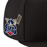ワールドシリーズ優勝モデル 海外取寄 ニューエラ キャップ 9FIFTY ロサンゼルス ドジャース MLB 2025 WORLD SERIES CHAMPIONS SAMURAI SIDE PATCH SNAPBACK CAP BLACK-WHITE
