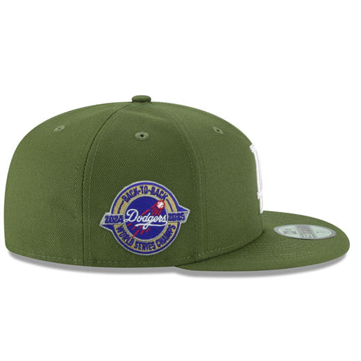 ワールドシリーズ2連覇モデル ニューエラ キャップ 59FIFTY ロサンゼルス ドジャース MLB BACK2BACK WORLD SERIES CHAMPIONS FITTED CAP OLIVE-WHITE