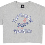 海外取寄 女性用 ニューエラ Tシャツ ロサンゼルス ドジャース ベラ ドーニャ WOMEN'S BOXY CROP T-SHIRT GREY