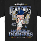 海外取寄 ニューエラ Tシャツ ロサンゼルス ドジャース ベラ ドーニャ 2025 WORLD SERIES CHAMPIONS BETTY BOOP TROPHY T-SHIRT BLACK