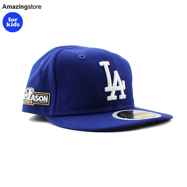 2024 ポストシーズンモデル 子供用 ニューエラ キャップ 59FIFTY ロサンゼルス ドジャース YOUTH MLB POSTSEASON ON-FIELD AUTHENTIC GAME FITTED CAP ROYAL BLUE