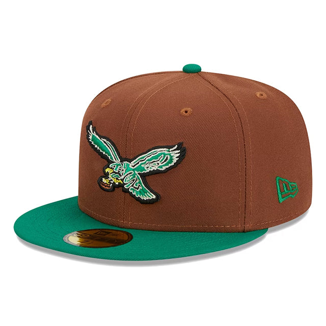 ニューエラ キャップ 59FIFTY フィラデルフィア イーグルス HARVEST SIDE-PATCH FITTED CAP BROWN GREEN NEW ERA PHILADELPHIA EAGLES