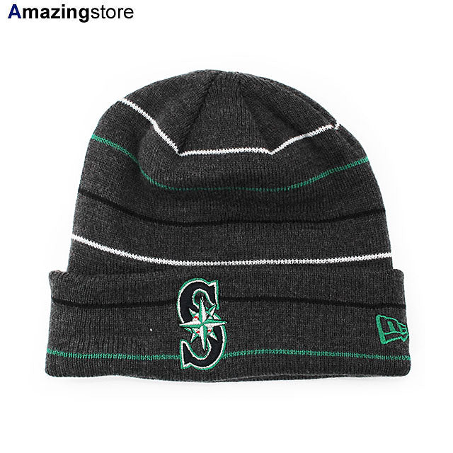 ニューエラ ニットキャップ ビーニー シアトル マリナーズ MLB CUFF ROWED STRIPE KNIT BEANIE GREY NEW ERA SEATTLE MARINERS