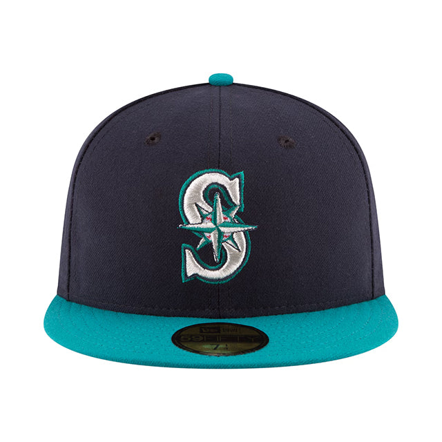 ランディ ジョンソン永久欠番記念モデル ニューエラ キャップ 海外取寄 59FIFTY シアトル マリナーズ MLB NUMBER RETIREMENT SIDE PATCH FITTED CAP NAVY-TEAL