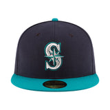 ランディ ジョンソン永久欠番記念モデル ニューエラ キャップ 海外取寄 59FIFTY シアトル マリナーズ MLB NUMBER RETIREMENT SIDE PATCH FITTED CAP NAVY-TEAL