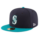 ランディ ジョンソン永久欠番記念モデル ニューエラ キャップ 海外取寄 59FIFTY シアトル マリナーズ MLB NUMBER RETIREMENT SIDE PATCH FITTED CAP NAVY-TEAL