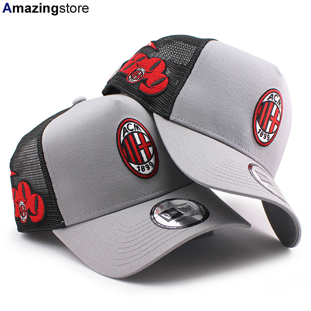 ニューエラ メッシュキャップ ACミラン SERIA A E-FRAME PATCH TRUCKER MESH CAP GREY BLACK