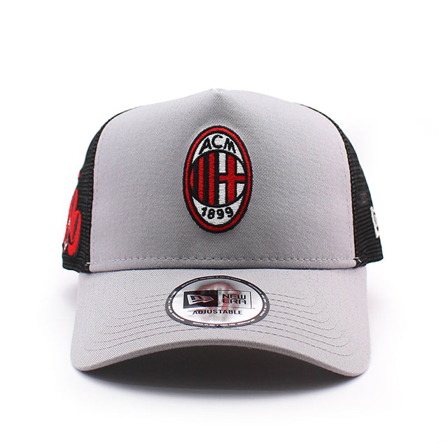 ニューエラ メッシュキャップ ACミラン SERIA A E-FRAME PATCH TRUCKER MESH CAP GREY BLACK