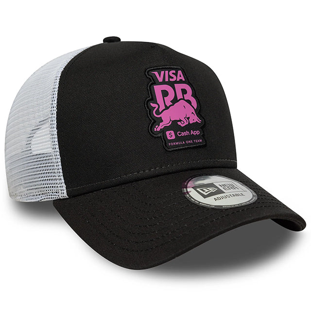 ニューエラ メッシュキャップ ビザ キャッシュアップ RB フォーミュラワン チーム SEASONAL E-FRAME TRUCKER MESH CAP BLACK-WHITE