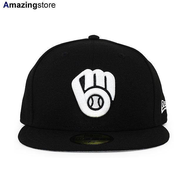 ニューエラ キャップ 59FIFTY ミルウォーキー ブルワーズ MLB TEAM BASIC FITTED CAP BLACK WHITE